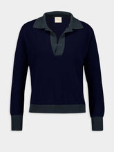 Paula Diane Blue Cashmere V-Neck Blouse