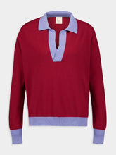 Paula Diane Bordeaux Cashmere V-Neck Blouse