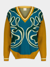 Paula Grace Jacquard V-Neck Sweater