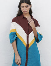 Paula Linen Shirt Dress with Patches