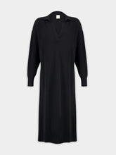 Paula Maya Black V-Neck Cashmere Midi Dress