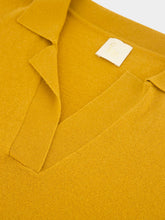 Paula Maya Mustard V-Neck Cashmere Midi Dress