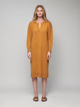 Paula Maya Mustard V-Neck Cashmere Midi Dress