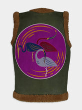 Paula Odoria Shearling Vest With Embroidered Patch