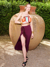 Paula Striped Leather Clutch