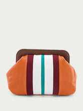 Paula Striped Leather Clutch