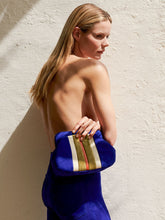 Paula Striped Leather Clutch