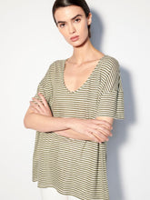 Paula Striped Linen V-Neck T-Shirt