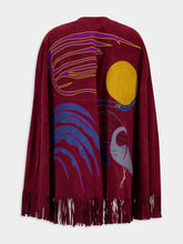 Paula Talia Suede Cape With Embroidered Patches