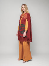 Paula Talia Suede Cape With Embroidered Patches