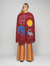 Paula Talia Suede Cape With Embroidered Patches
