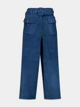 Paula Topaz Leather Wide-Leg Pants