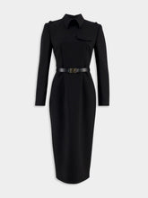 Prada Belted Wool-Blend Midi Dress