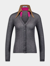 Prada Cashmere-Silk Ribbed Knit Cardigan