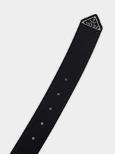 Prada Metal Triangle Logo Leather Belt