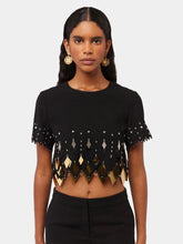 Rabanne Crop Top with Diamond-Shaped Laser Assembly