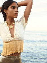 Rabanne Fringed-Trimmed Cropped T-Shirt