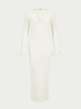 Rabanne Long Sleeve Ribbed Wool Dress