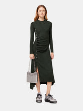 Rabanne Pleated Wool Jersey Midi Dress