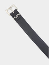 Saint Laurent Cassandre Belt In Grained Leather