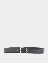 Saint Laurent Cassandre Belt In Grained Leather