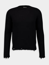 Saint Laurent Distressed-Effect Crew Neck Cotton Jumper