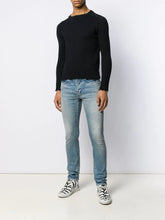 Saint Laurent Distressed-Effect Crew Neck Cotton Jumper