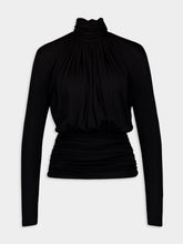 Saint Laurent High-Neck Draped top