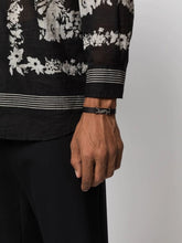 Saint Laurent Cassandre Silver Leather Bracelet