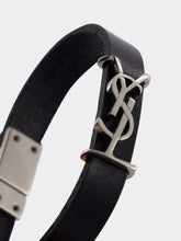 Saint Laurent Cassandre Silver Leather Bracelet