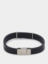 Saint Laurent Cassandre Silver Leather Bracelet