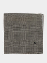 Saint Laurent Pocket Square Scarf In Prince Of Wales Silk Charmeuse