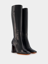 Santoni 85mm Square-Toe Leather Boots