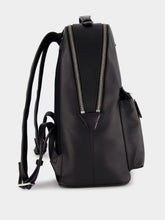 Santoni Black Leather Backpack