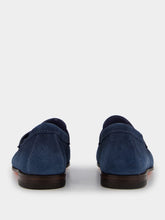 Santoni Blue Suede Penny Loafers