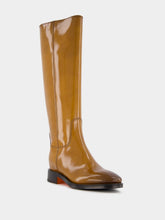 Santoni Camel Leather Knee-High Boots