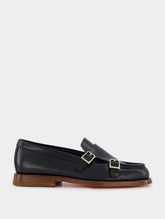 Santoni Double-Buckle Leather Loafers