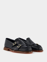 Santoni Double-Buckle Leather Loafers