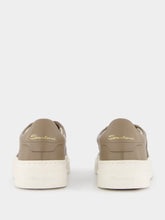 Santoni Double Buckle Leather Sneakers in Beige
