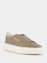 Santoni Double Buckle Leather Sneakers in Beige