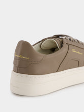 Santoni Double Buckle Leather Sneakers in Beige