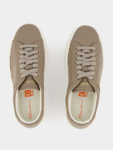 Santoni Double Buckle Leather Sneakers in Beige