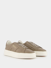 Santoni Double Buckle Leather Sneakers in Beige