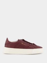 Santoni Double Buckle Leather Sneakers in Burgundy
