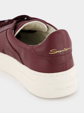 Santoni Double Buckle Leather Sneakers in Burgundy