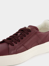 Santoni Double Buckle Leather Sneakers in Burgundy