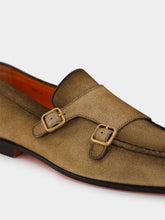 Santoni Double-Buckle Suede Loafers