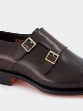 Santoni Leather double-buckle shoes