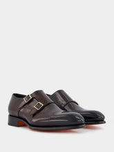 Santoni Leather double-buckle shoes