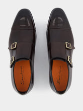 Santoni Leather double-buckle shoes